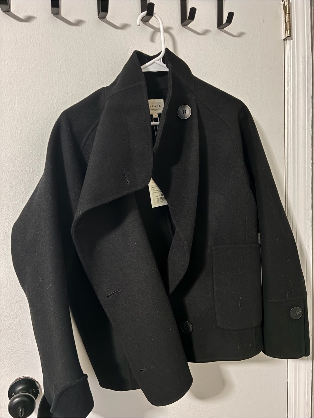 Sezane Mervin Coat Black - Size 6